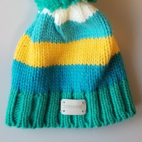 Blade & Rose Green and Mustard Bobble Hat (small 0-12 months) - Picture 3 of 4